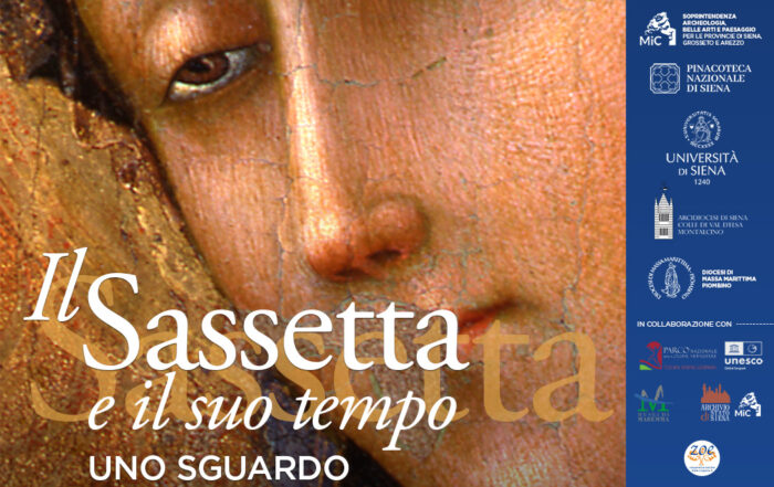 Locandina della mostra Il Sassetta e il suo tempo. Uno sguardo sull'arte senese del primo '400. Museo San Pietro all'Orto di Massa Marittima 15 Marzo - 14 Luglio