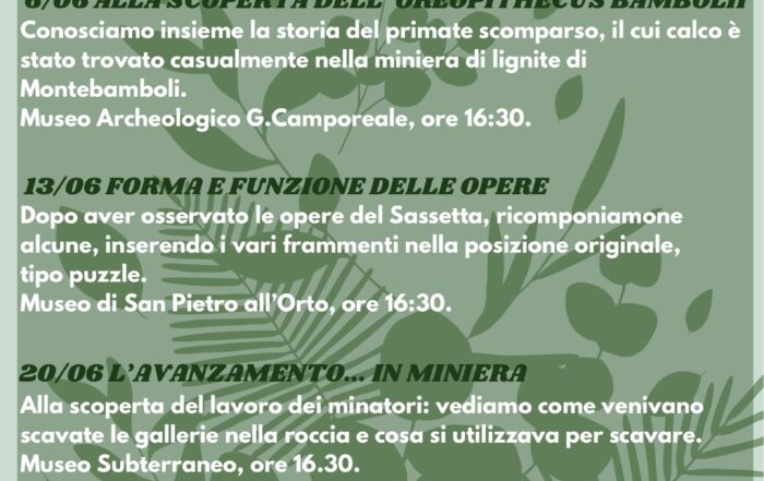 locandina laboratori didattici per bambini nel mese di giugno